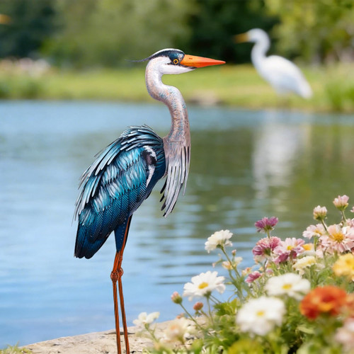 Outdoor heron statues garden - statues,