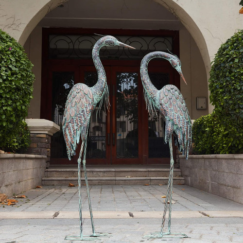 Garden crane statues - garden,
