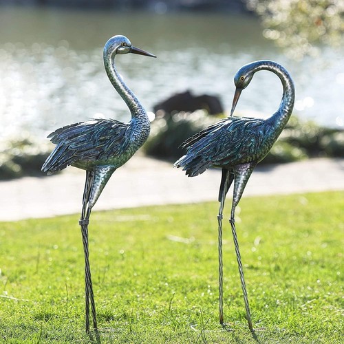 2pk garden crane statues - garden,
