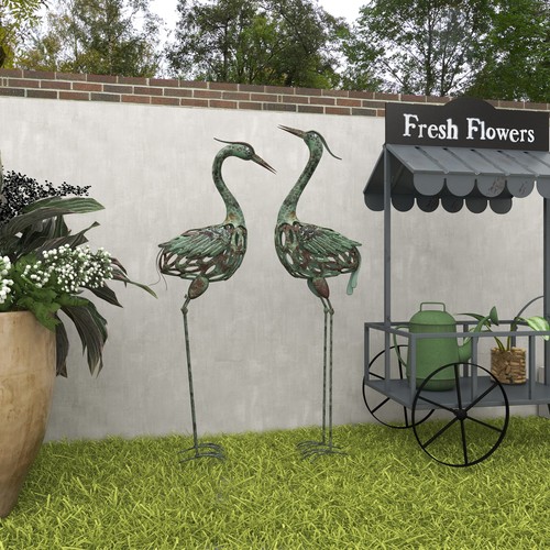 Set crane garden - set, statue