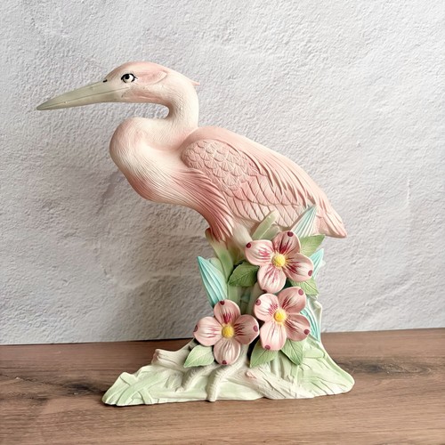 Vintage pink pastel heron - pastel,