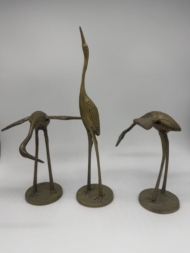Vintage brass crane - vintage,