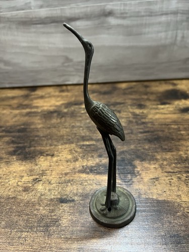 Vintage brass heron - brass, crane